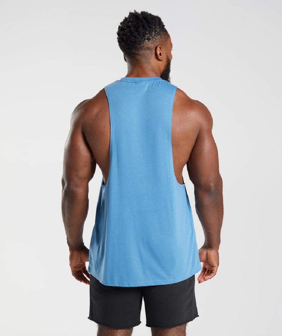 Camiseta Tirantes Gymshark Legacy Drop Arm Hombre Azules | CO 3228RVD